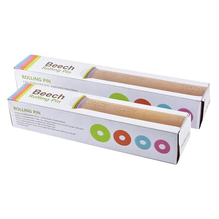 Wooden Rolling Pin With Adjustable Thickness Rings
