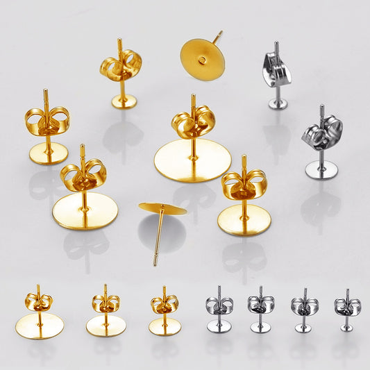 Stainless Steel Earring stud pins with backings (20pcs)