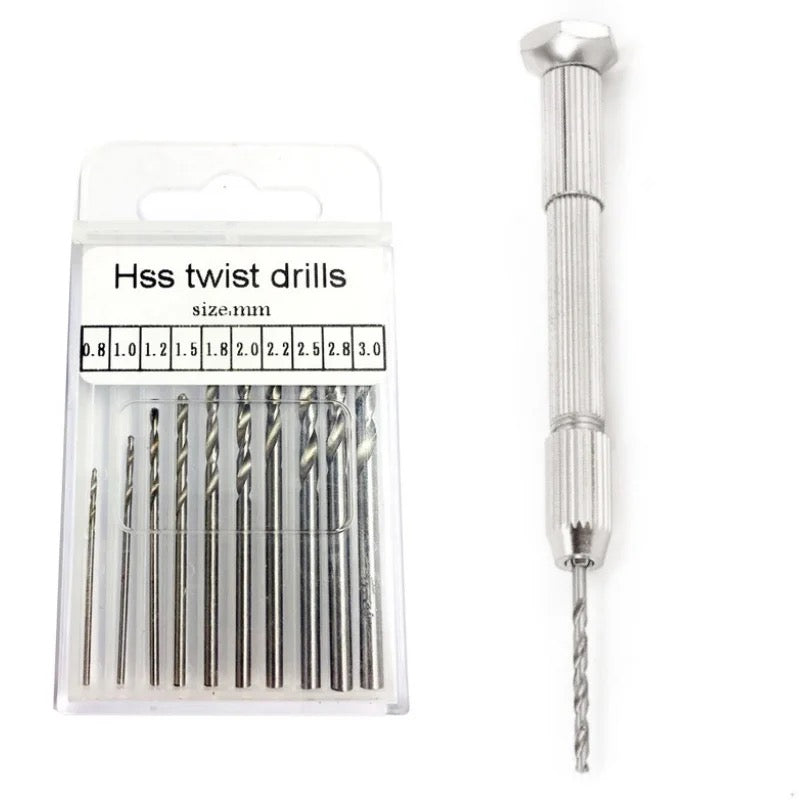 Hand Drill with 10 Twist Bits