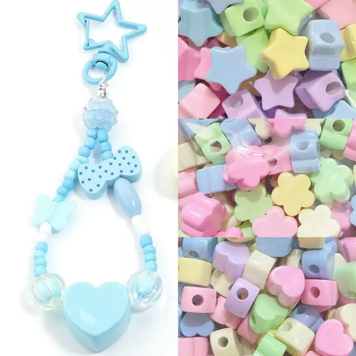 Big Acrylic Beads — Stars & Hearts (5 Pieces Multicolor)
