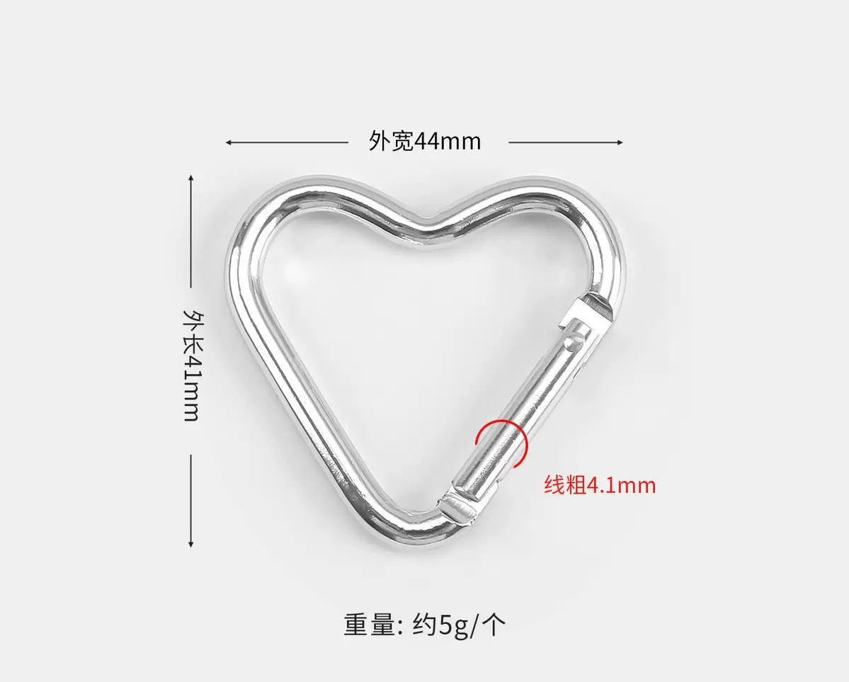 Heart Carabiner Clasps — 5 Pieces