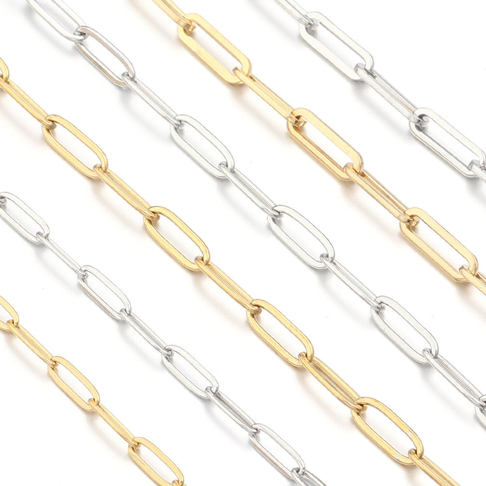 Stainless Steel Paper Clip Chain — 4x12mm