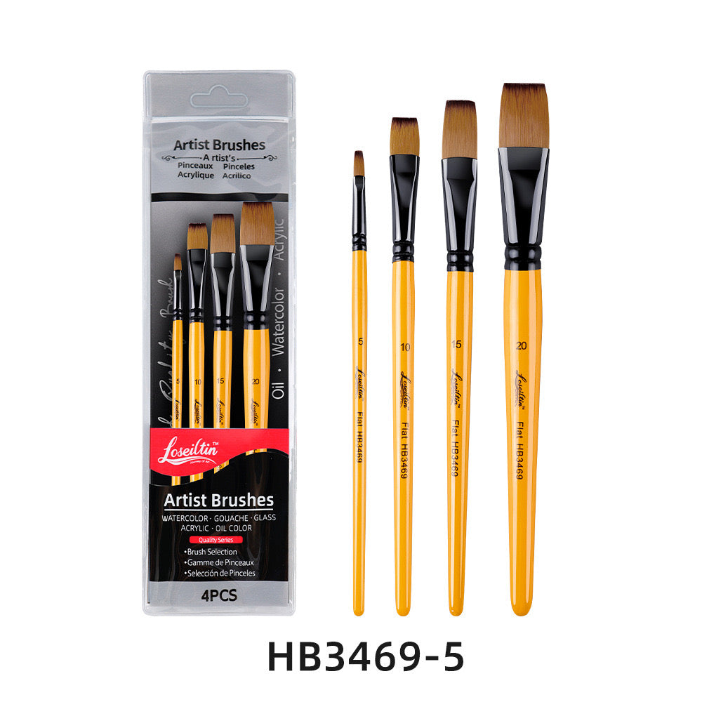4 Piece Flat Brush Set