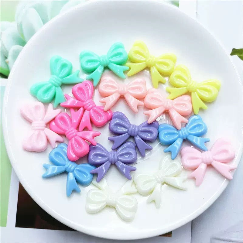 Puffy Acrylic Bow Beads — 10 Pieces