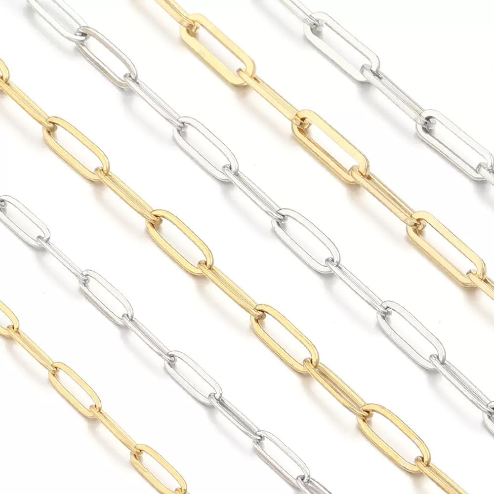 Stainless Steel Paperclip Chain Roll 4*12mm — 1 meter