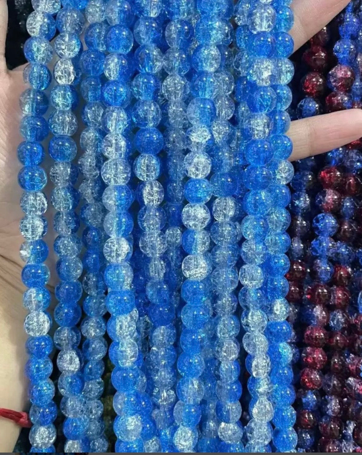 10mm Glass Crackle Beads — 80 Pieces