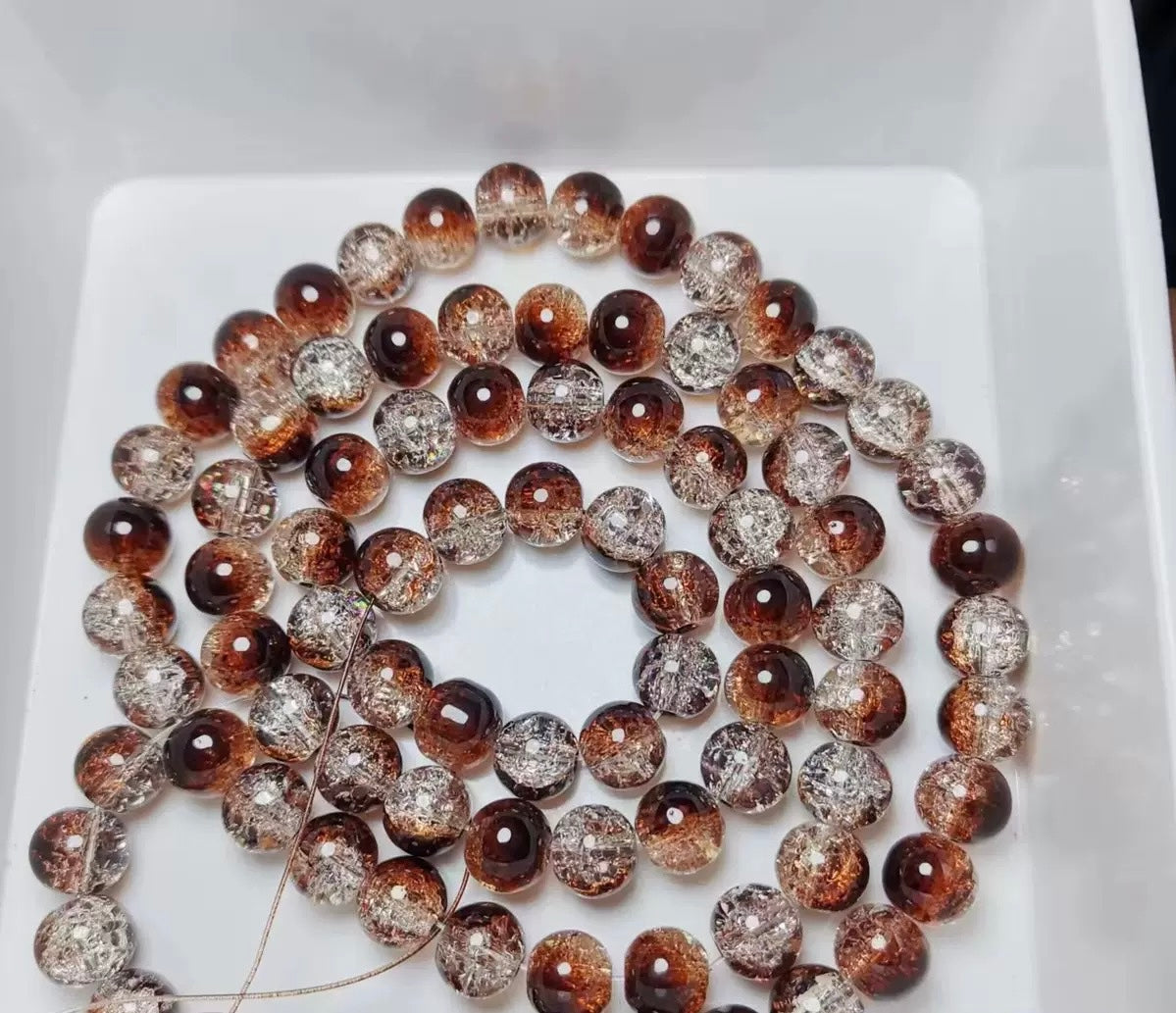 10mm Glass Crackle Beads — 80 Pieces
