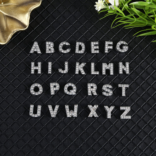 Zircon silver letter charms