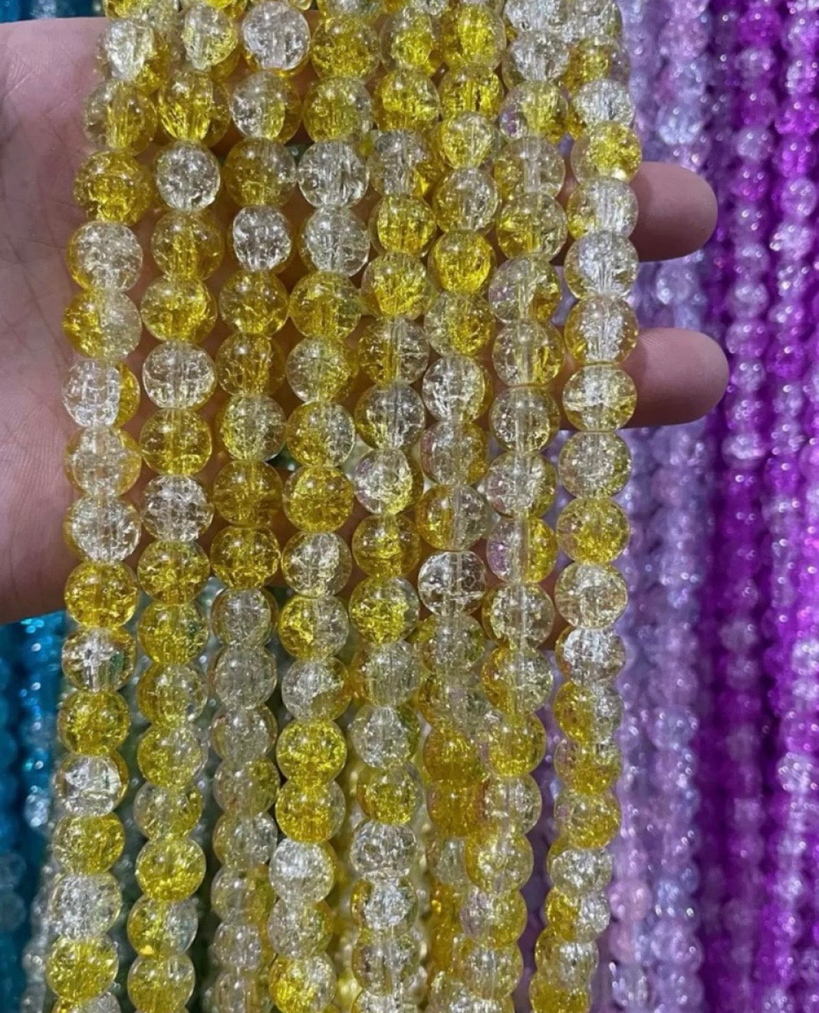 10mm Glass Crackle Beads — 80 Pieces