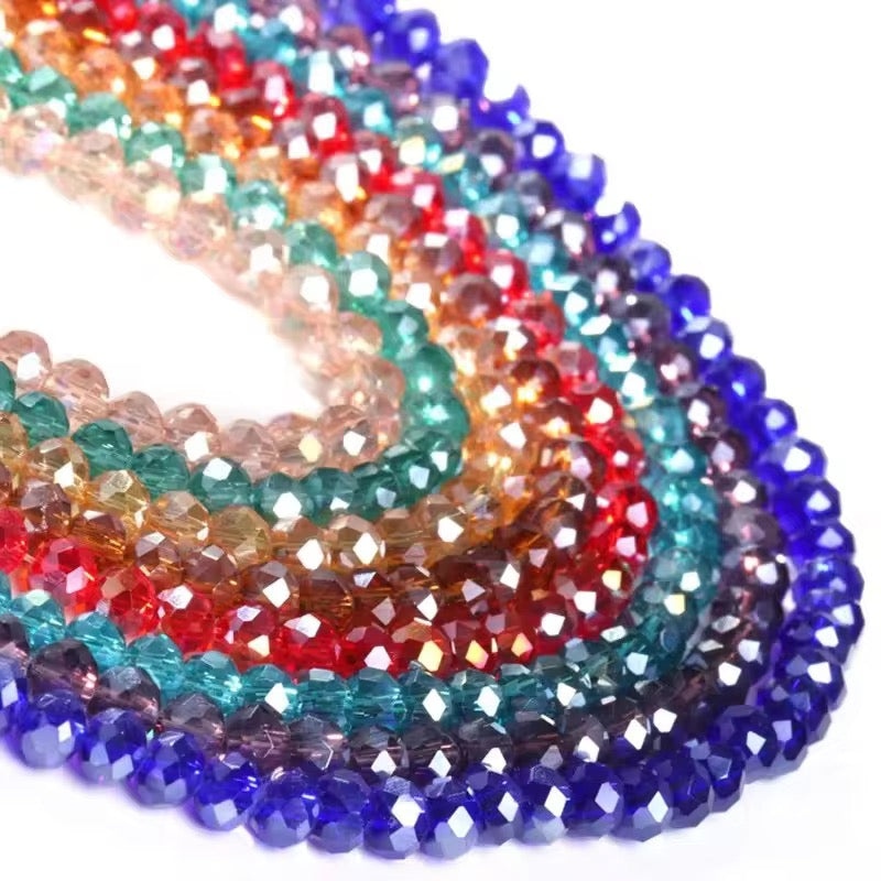 6mm Round Faceted Crystal AB Glass Beads