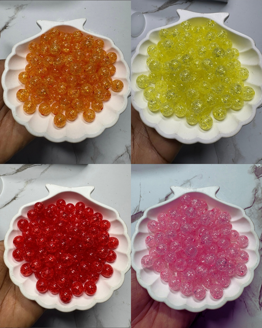 10mm Acrylic Crackle Beads — 100 Pieces