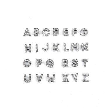 Zircon silver letter charms