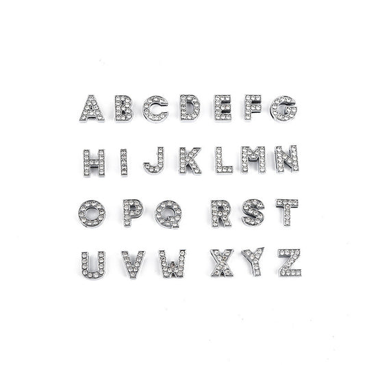 Zircon silver letter charms