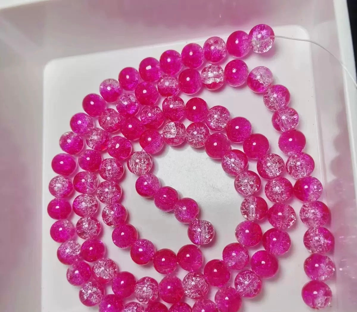 10mm Glass Crackle Beads — 80 Pieces