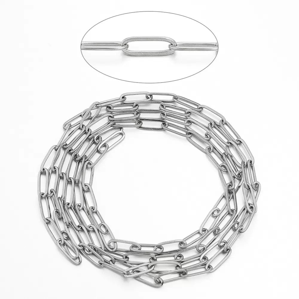 Stainless Steel Paperclip Chain Roll 4*12mm — 1 meter