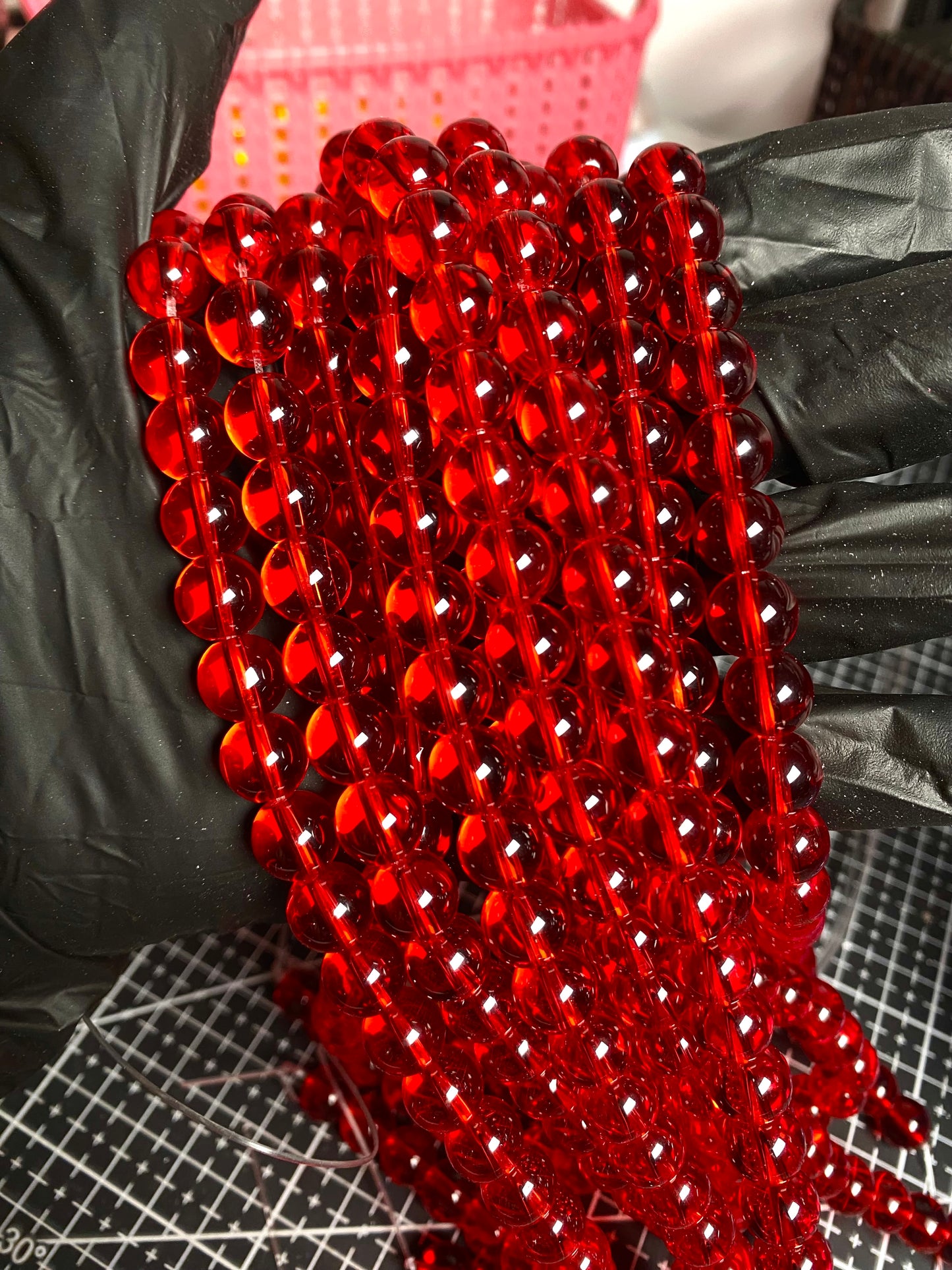 10mm Red Transparent Beads