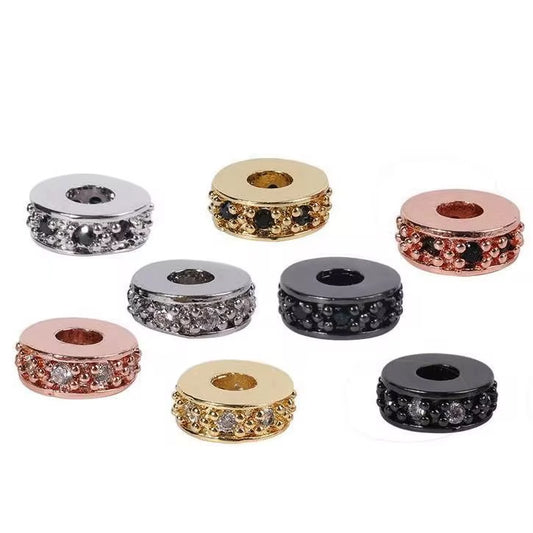 Disc Zircon Inlay Spacer Bead