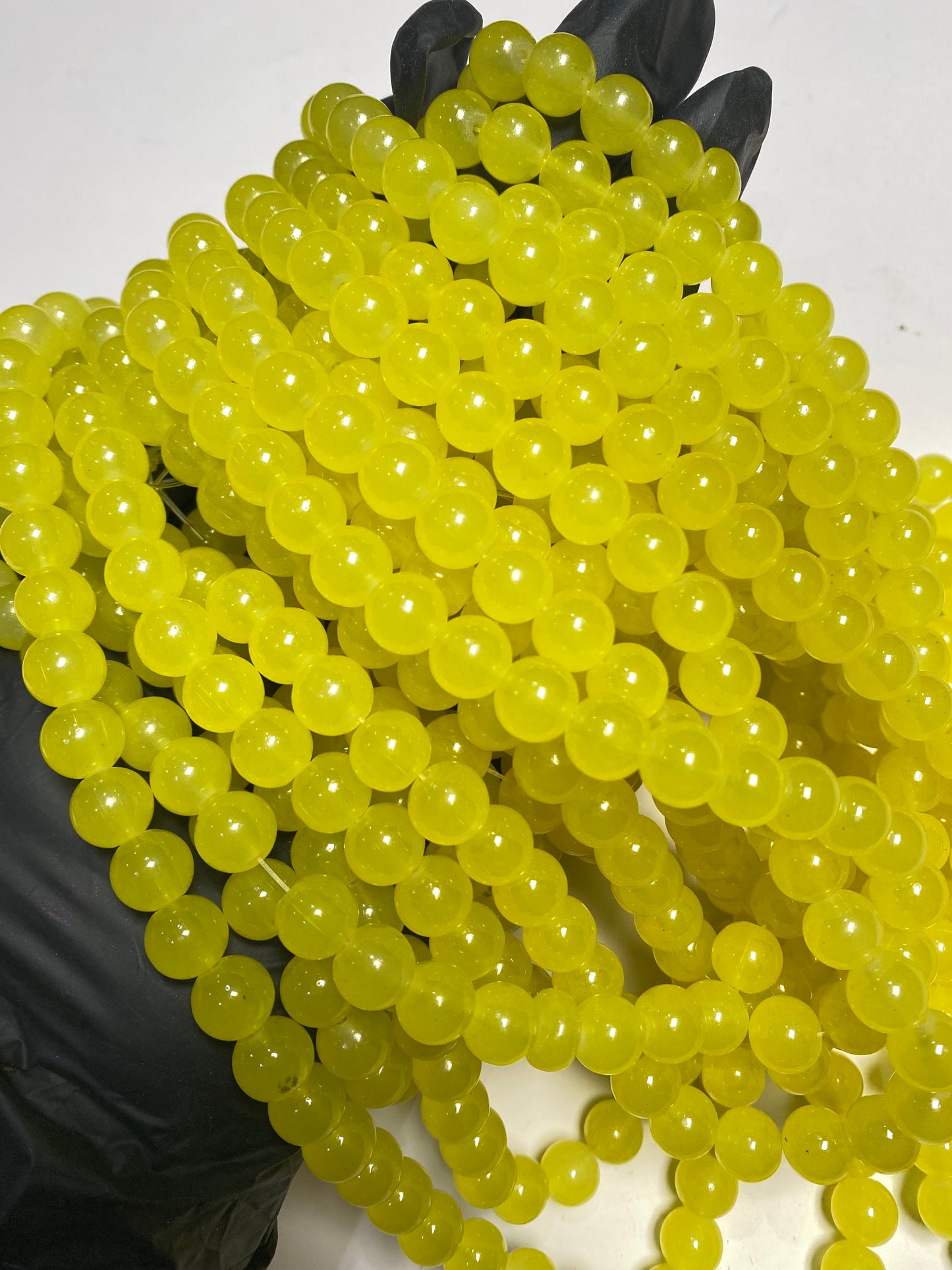 10mm Lemon Yellow Glass Beads