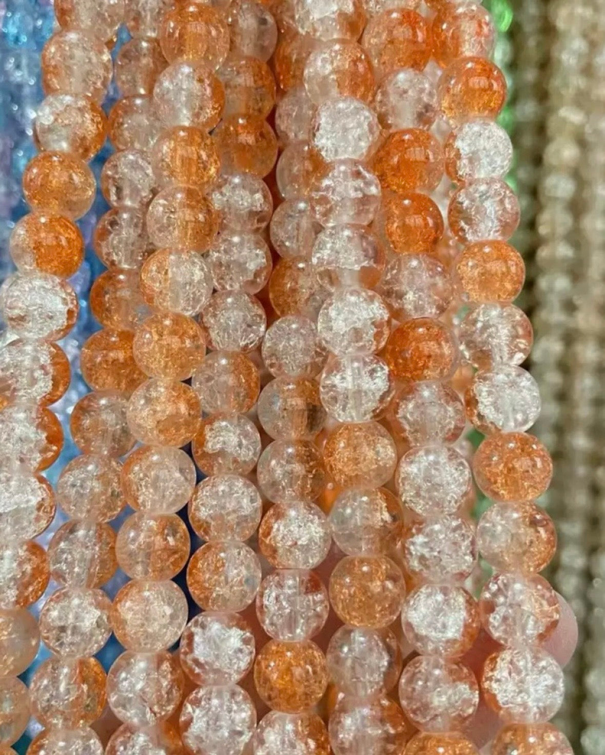 10mm Glass Crackle Beads — 80 Pieces