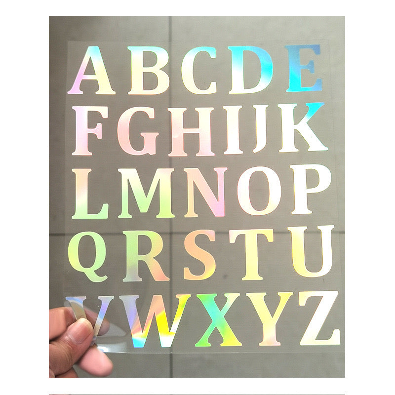 Laser silver letter stickers