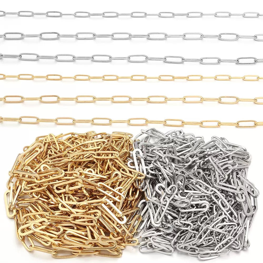 Stainless Steel Paperclip Chain Roll 4*12mm — 1 meter