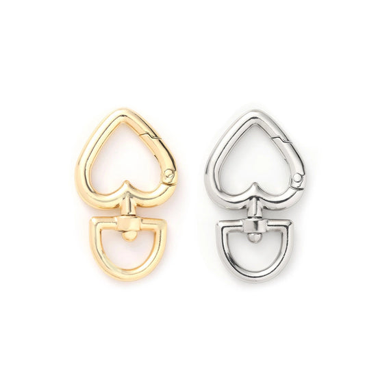 Inverted Heart Swivel Clasps — 2 Pieces