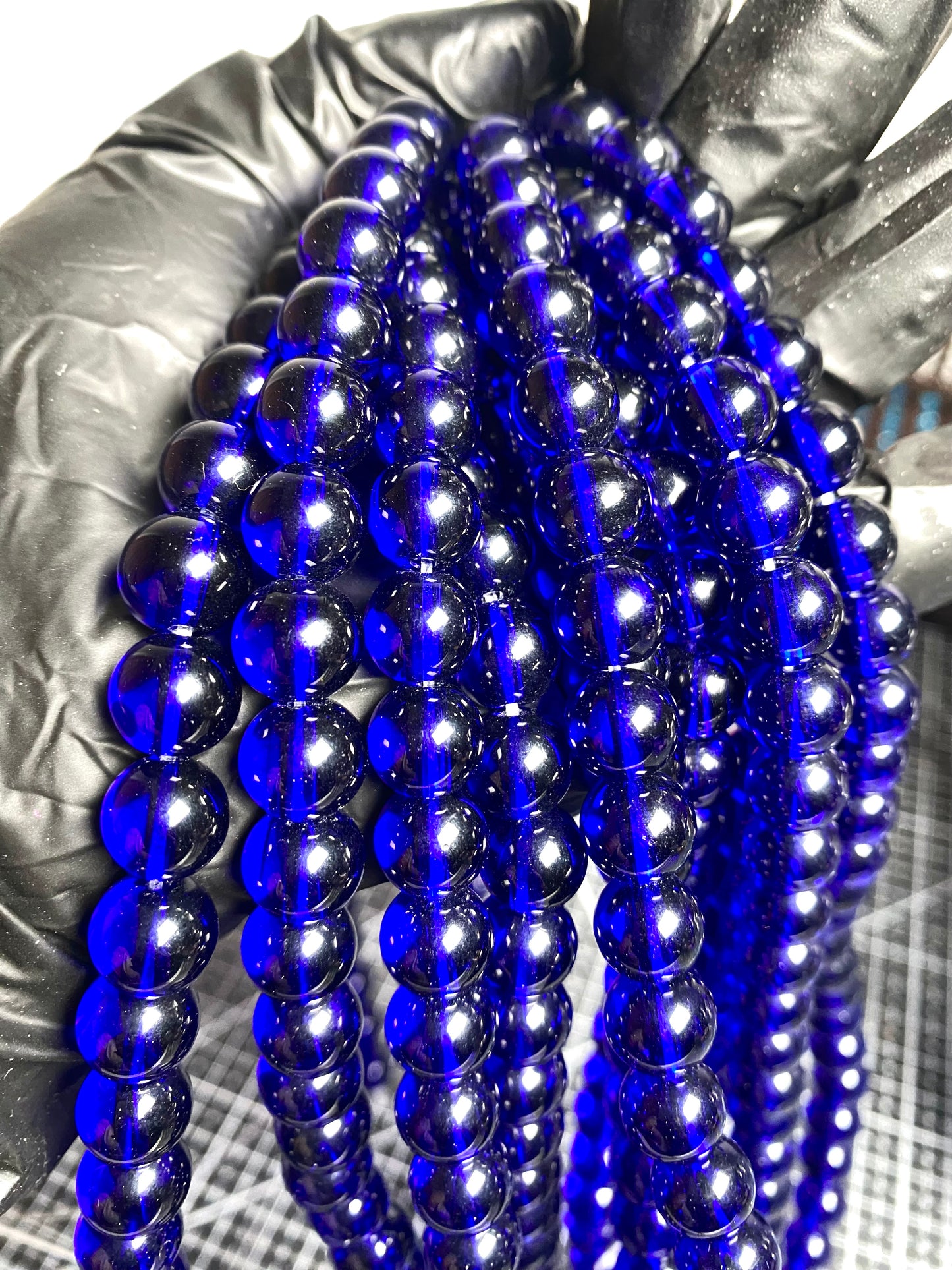 10mm Blue Transparent Beads