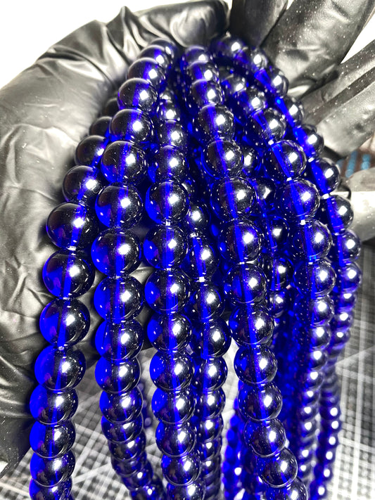 10mm Blue Transparent Beads