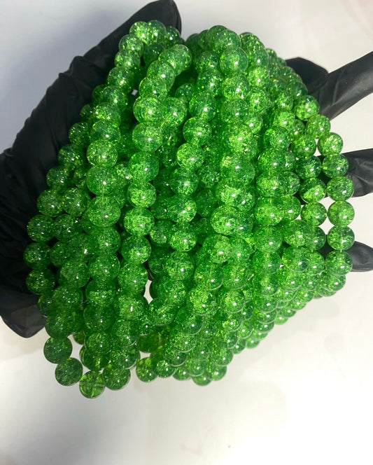 10mm Green Crackle Beads