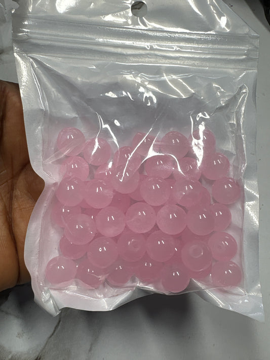 10mm Pink Glass Beads Bag