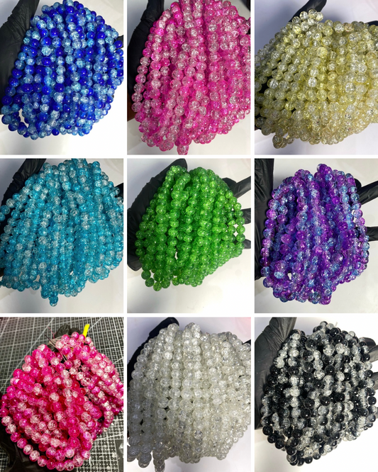 10mm Crackle Beads — 75-80pcs Strand
