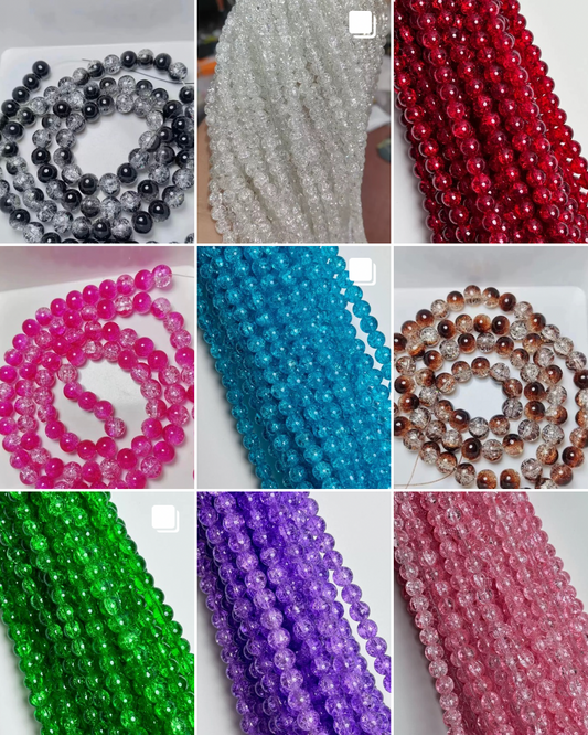 10mm Glass Crackle Beads — 80 Pieces