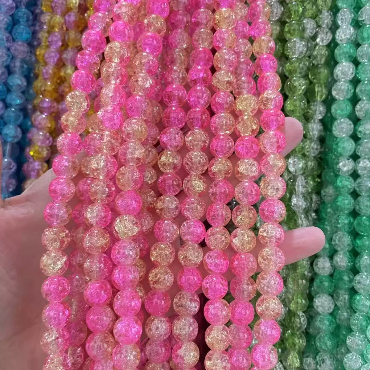 10mm Glass Crackle Beads — 80 Pieces