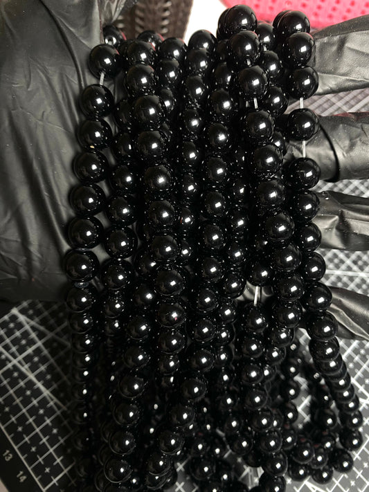 10mm Black Glass Beads