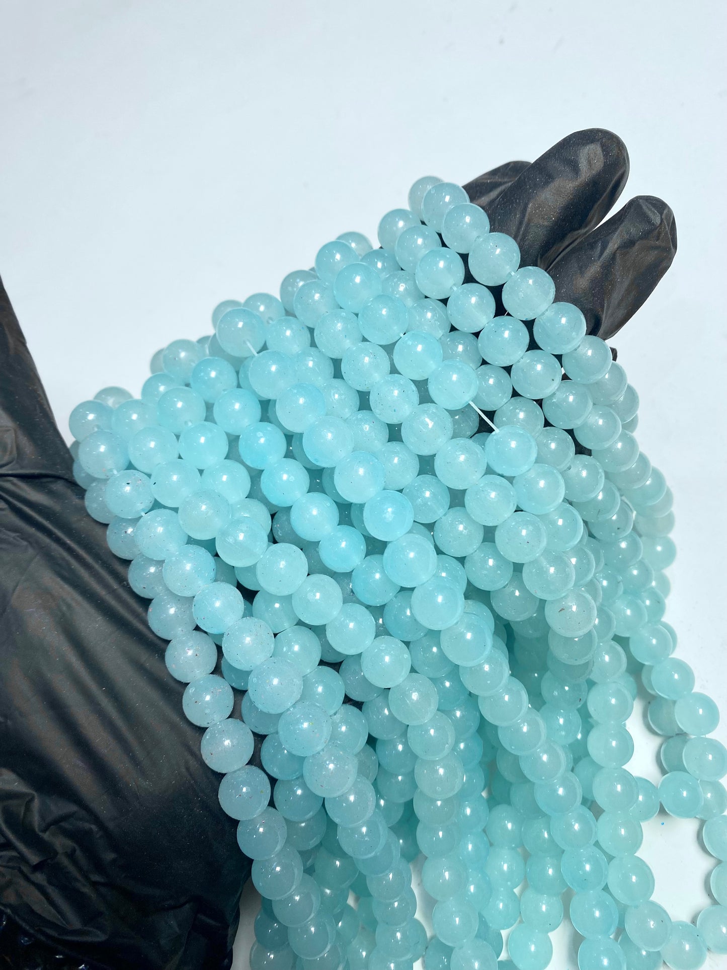 10mm Mint blue glass beads