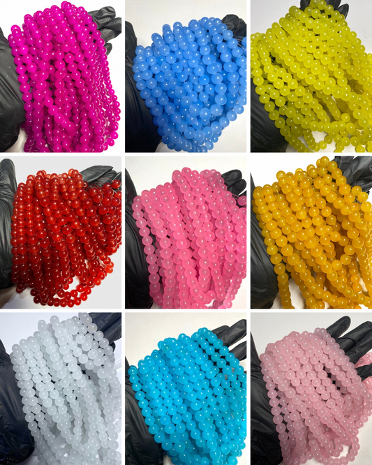 10mm Glass Beads — 80pcs Strand