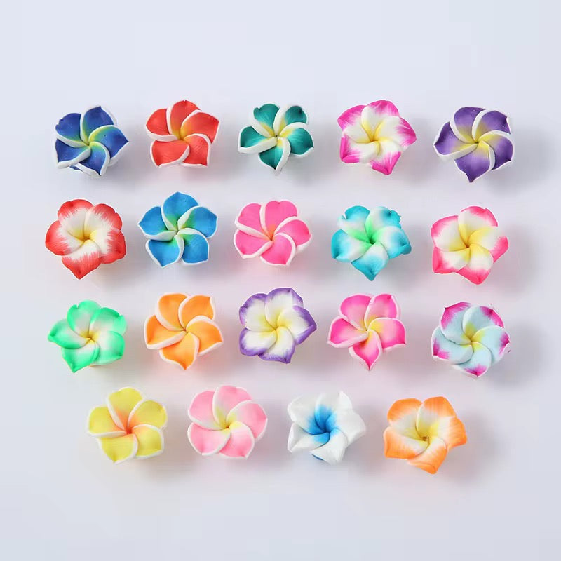12mm Plumeria Flower Beads — 50 Pieces