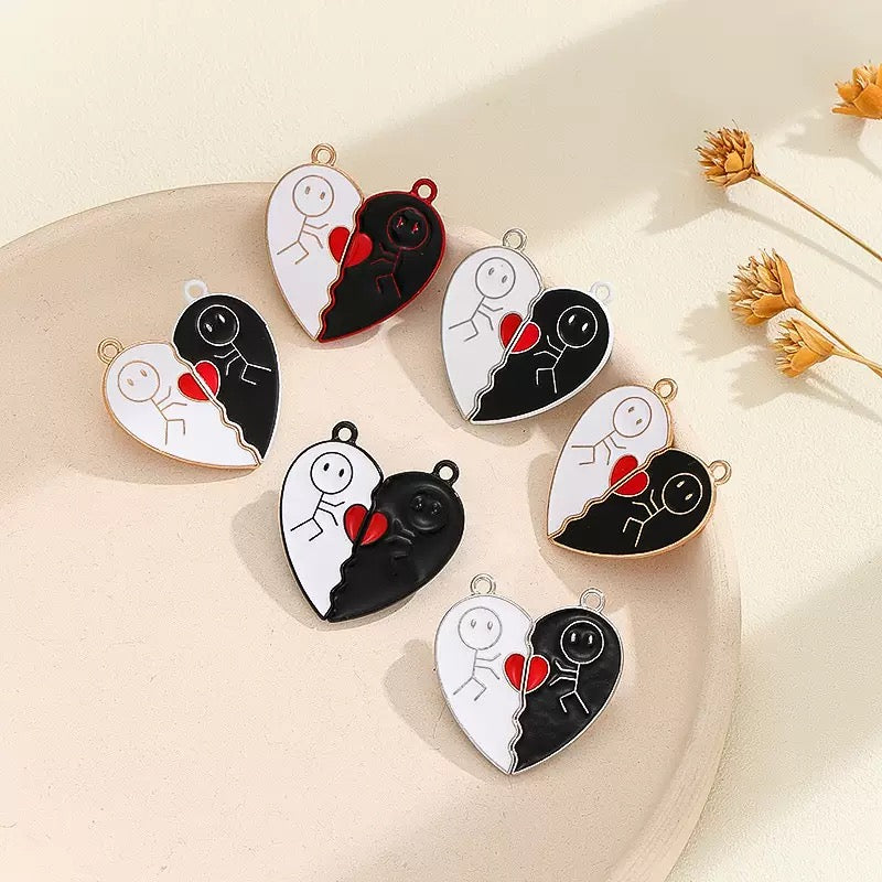 Magnetic Puzzle Heart Charm Set