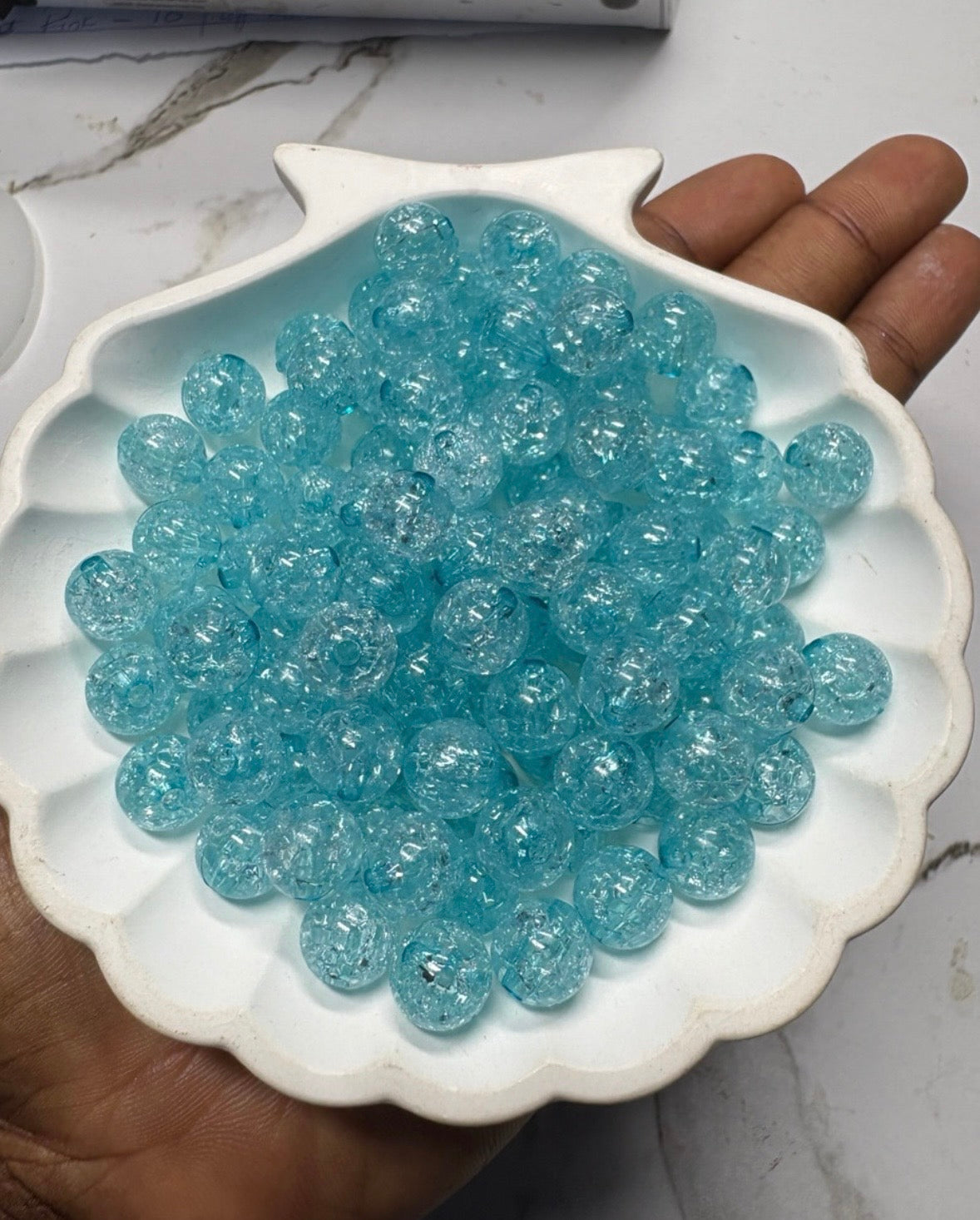 10mm Acrylic Crackle Beads — 100 Pieces