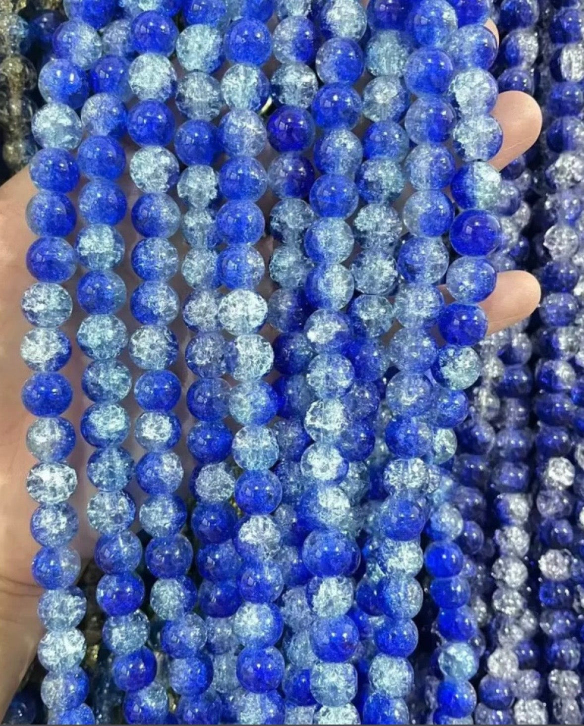 10mm Glass Crackle Beads — 80 Pieces