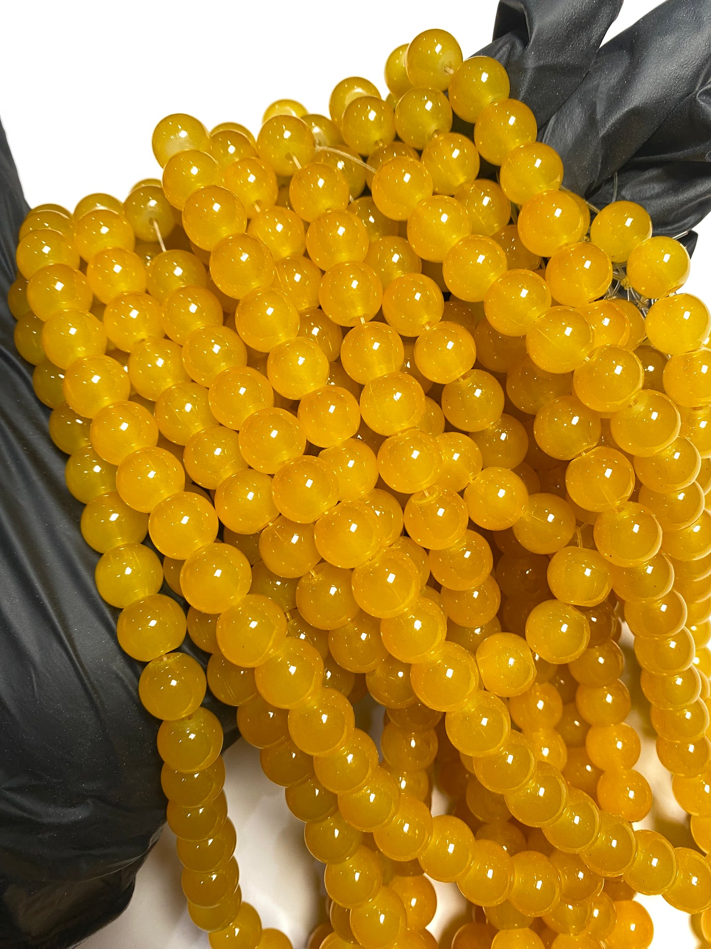 10mm Yellow Glass Beads