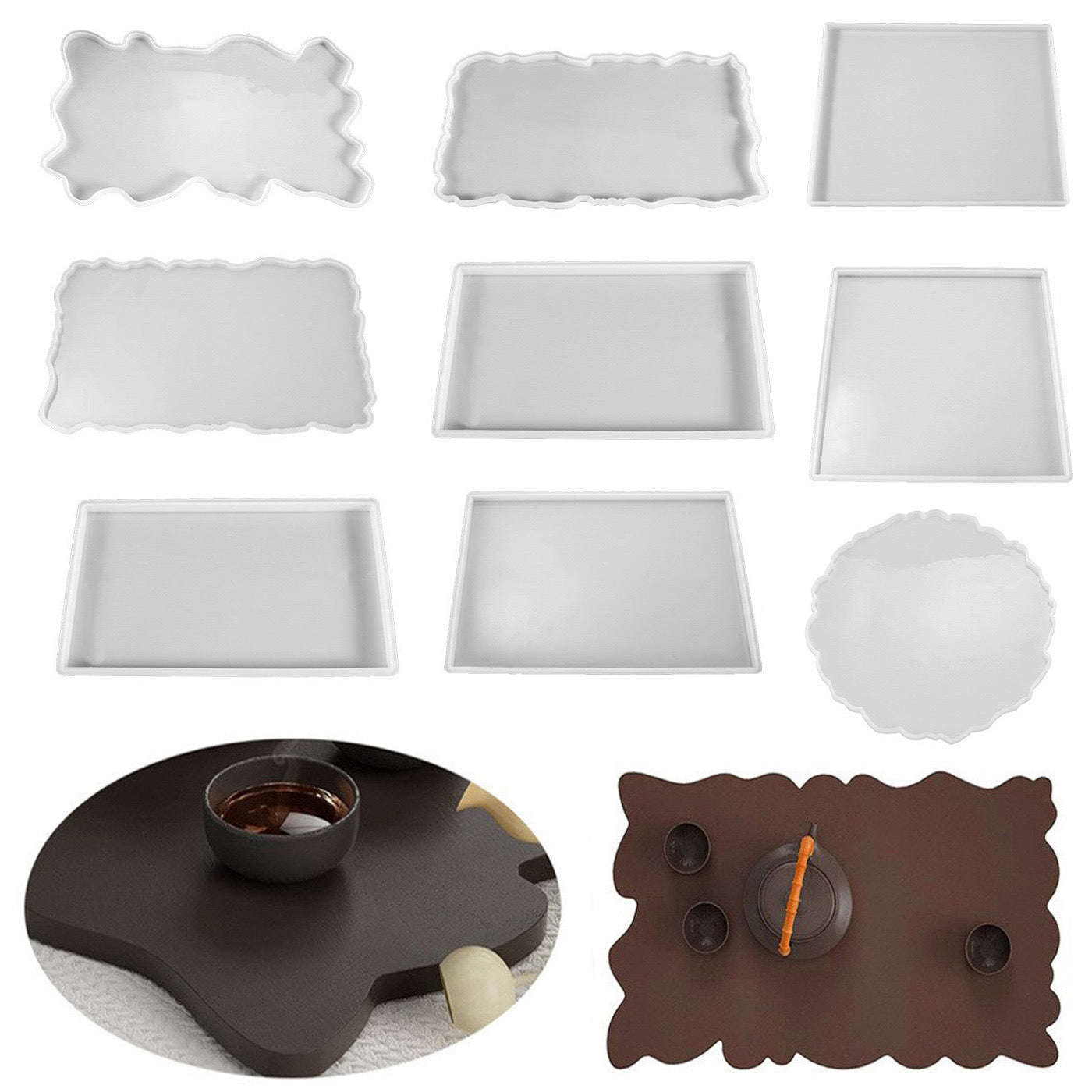 Irregular tray molds and handles