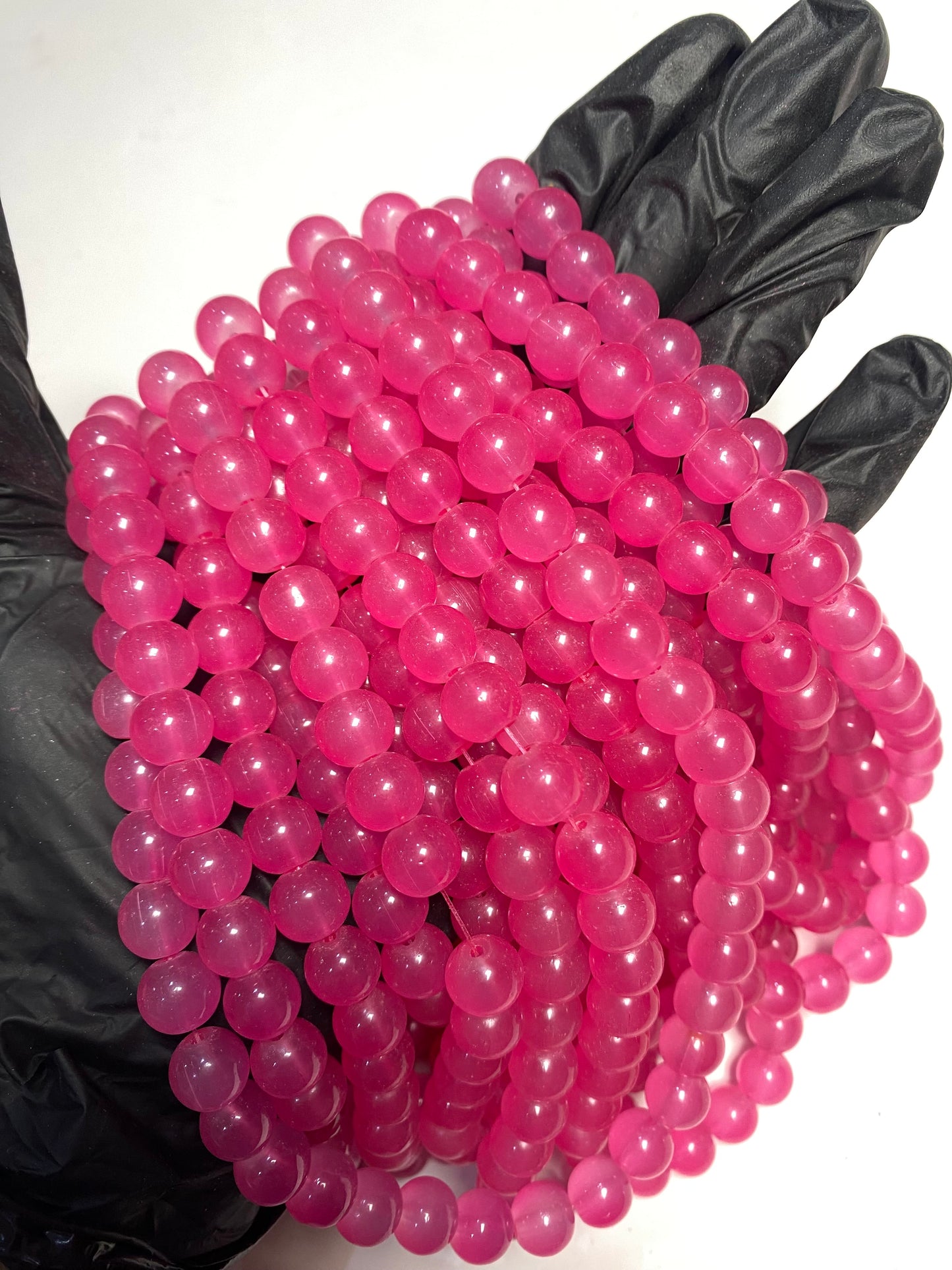 10mm Dark Pink Glass Beads