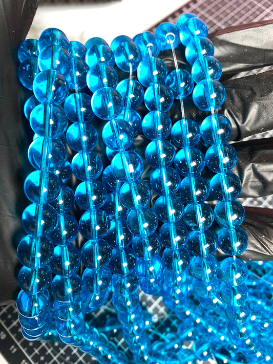 10mm Blue Transparent Beads