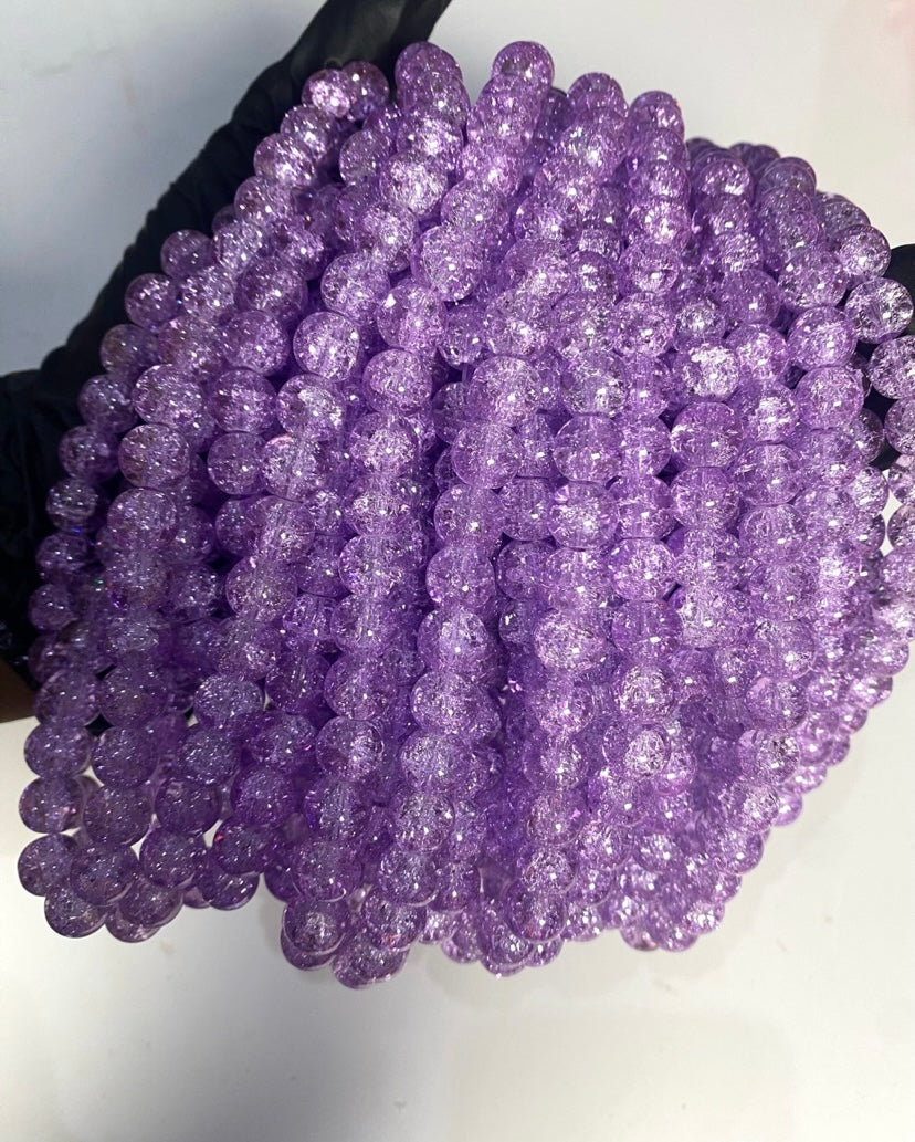 10mm Purple Crackle Beads