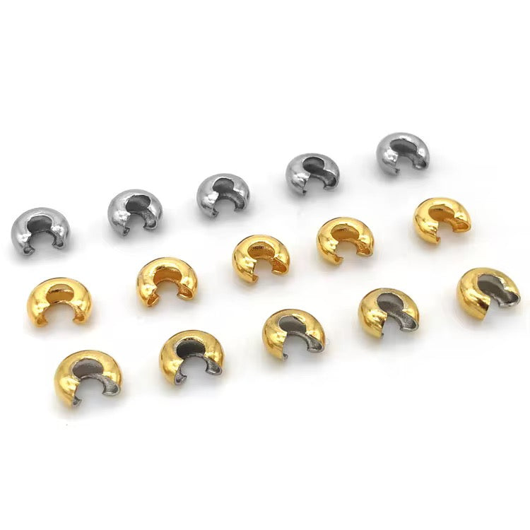 Stainless Steel Crimp Bead Covers — 50 Pieces