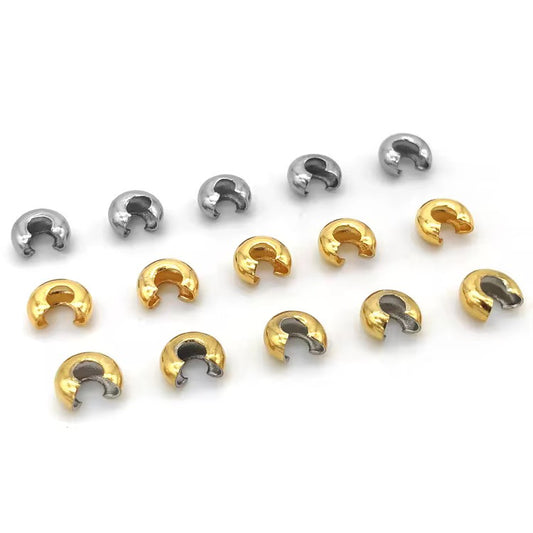 Stainless Steel Crimp Bead Covers — 50 Pieces