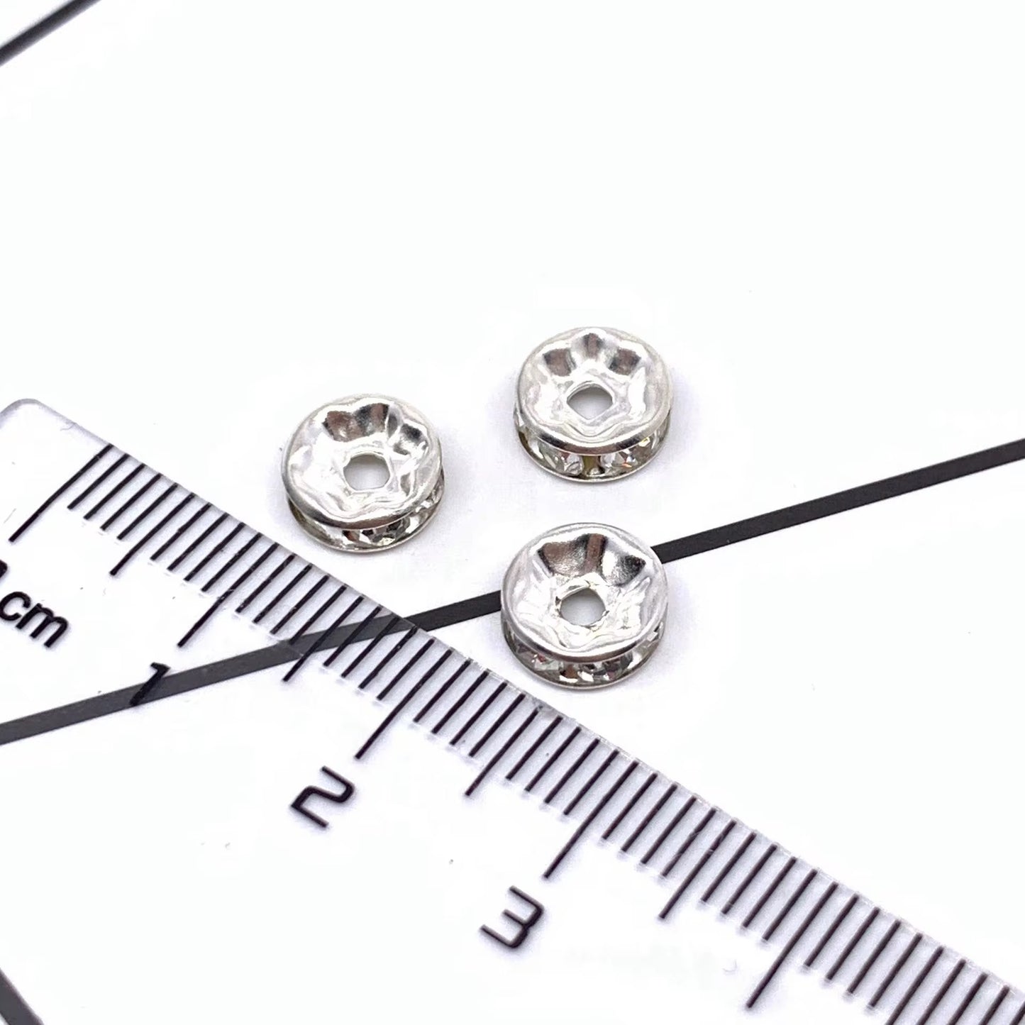 8mm Zircon Spacer Beads — 20 Pieces