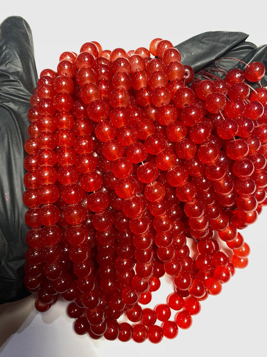 10mm Red Glass Beads