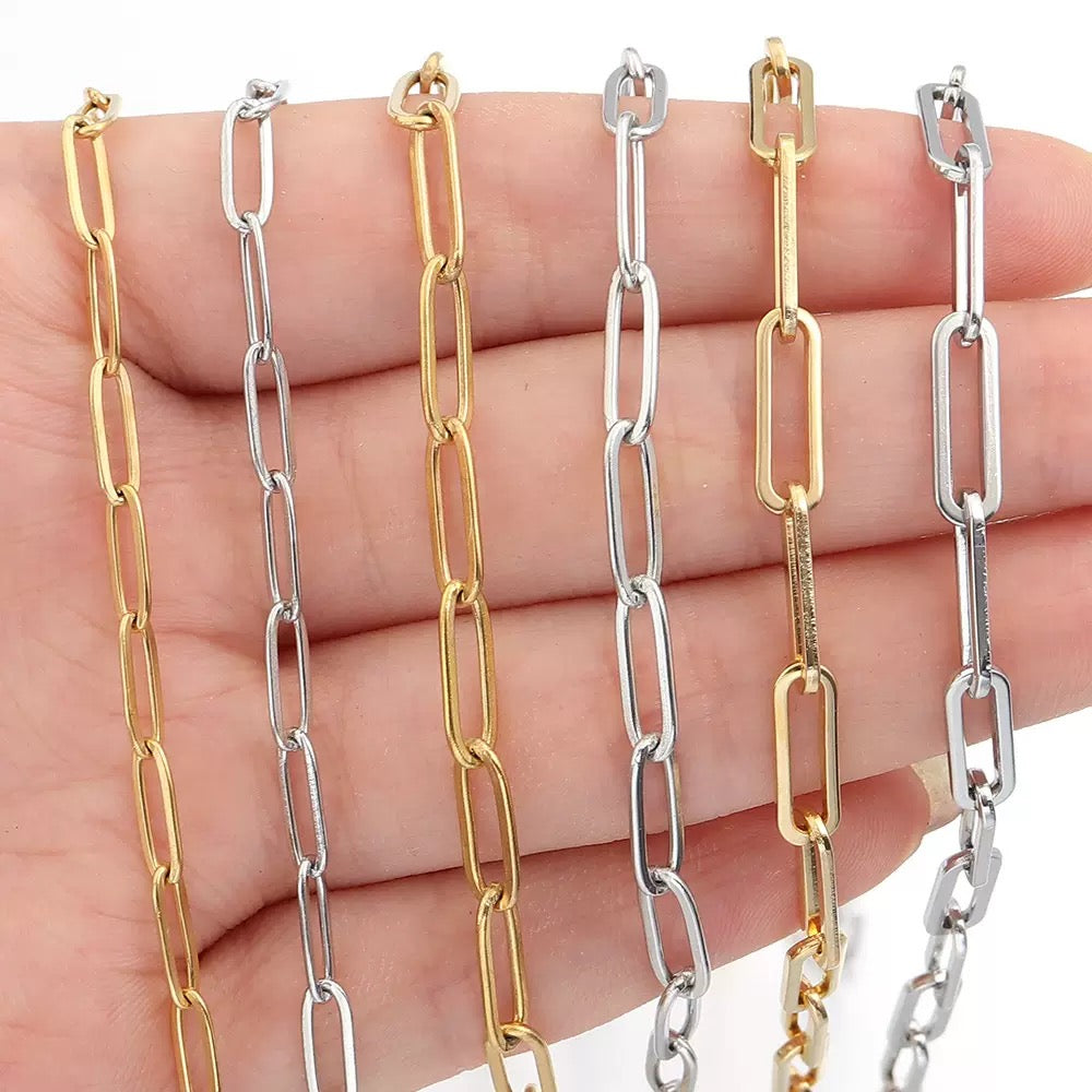 Stainless Steel Paperclip Chain Roll 4*12mm — 1 meter
